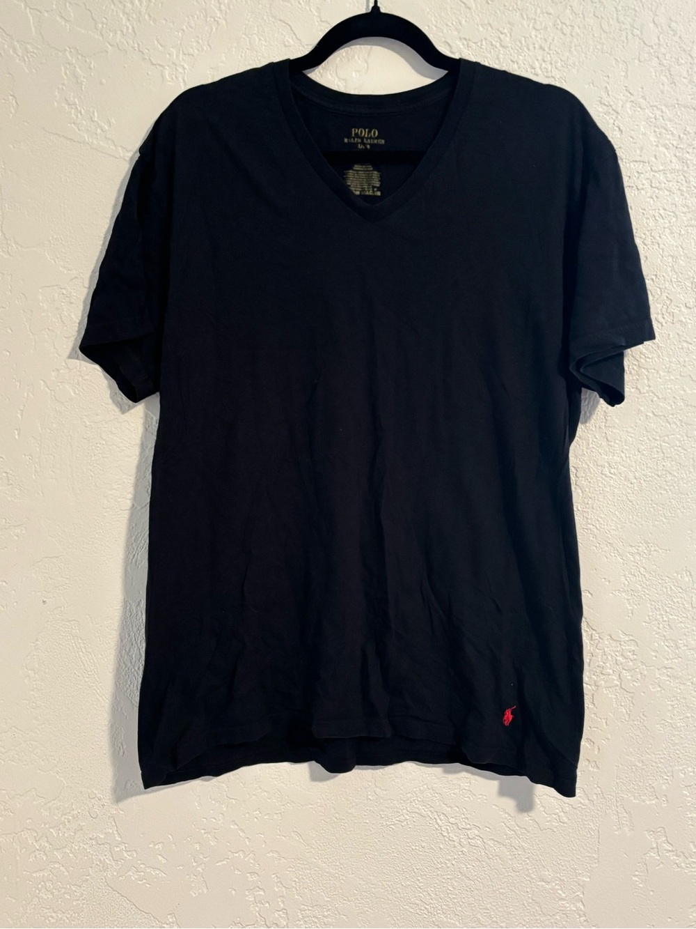 Polo by Ralph Lauren Black V-Neck Tee with Red Pony